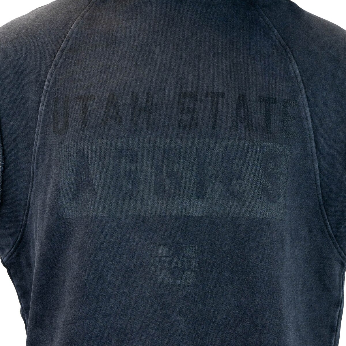 Utah state aggies washed black sleeveless hooded sweateshirt
